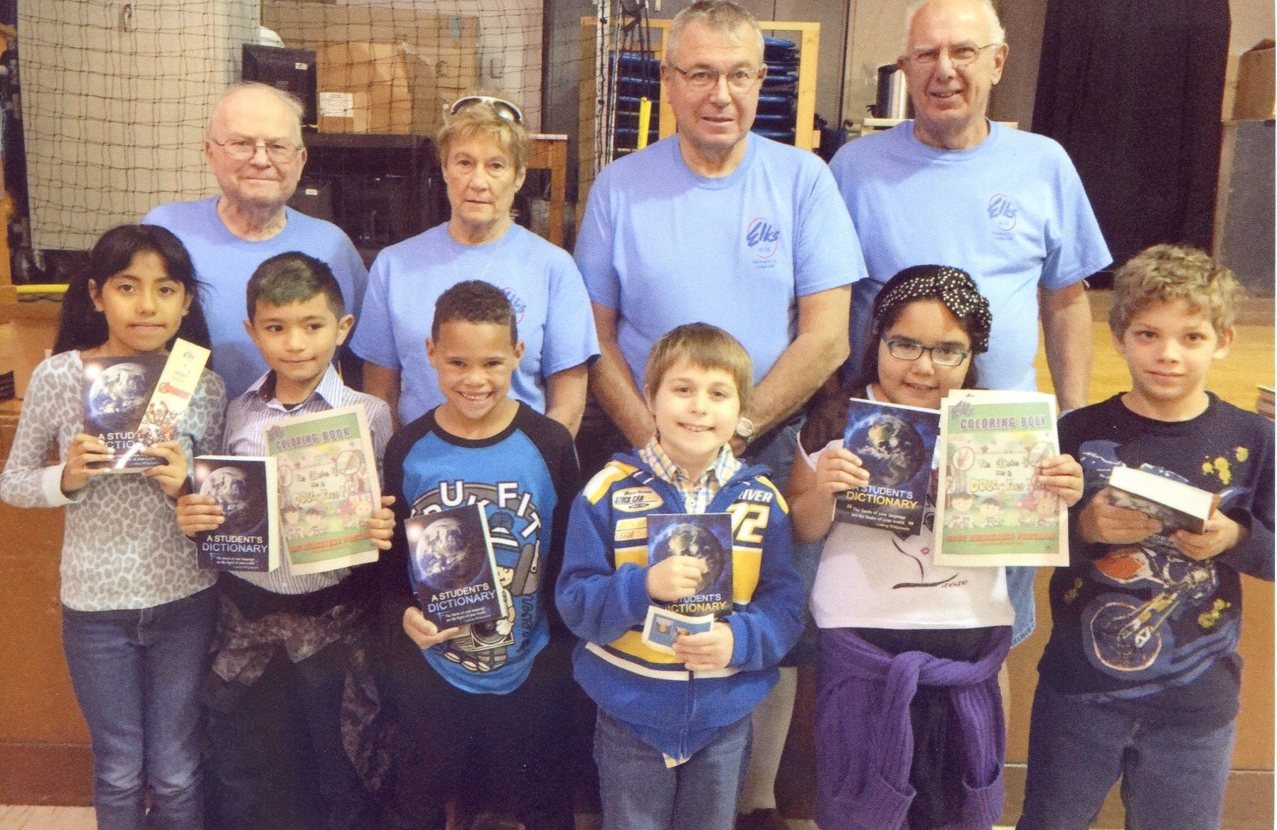 Members of the Davenport Elks Lodge #298 with third grade students, IA.
